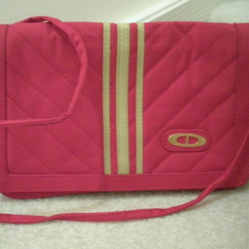 Ladies Shoulder Bag Cotton Canvas Red Clutch Purse Vtg 70s BOHO Hand Bag